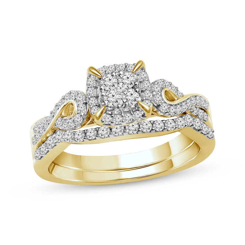 Main Image 1 of Now + Forever Round-Cut Multi-Diamond Bridal Set 1/2 ct tw 14K Yellow Gold