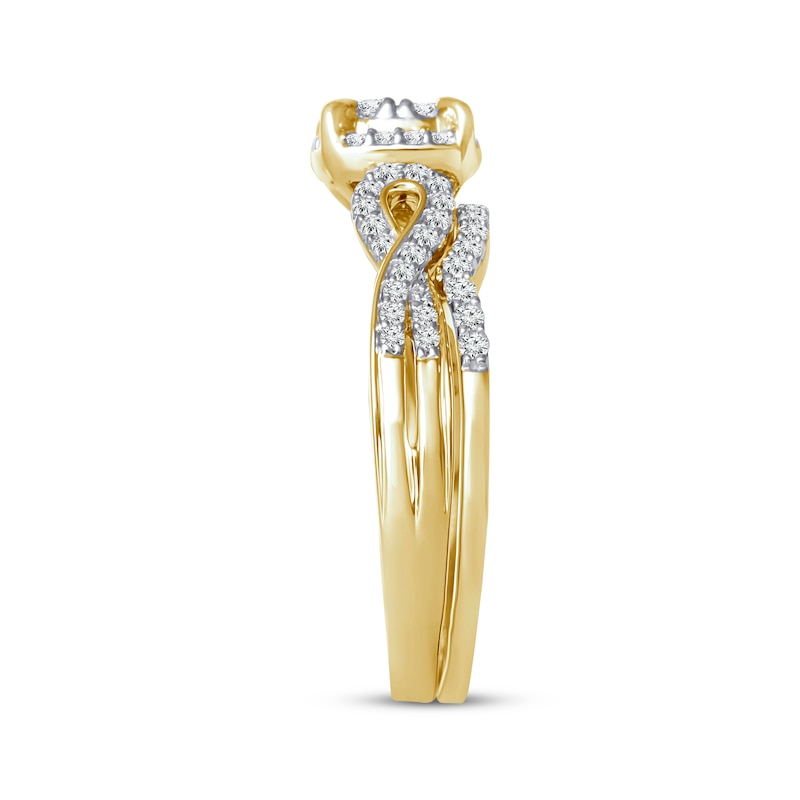 Main Image 2 of Now + Forever Round-Cut Multi-Diamond Bridal Set 1/2 ct tw 14K Yellow Gold