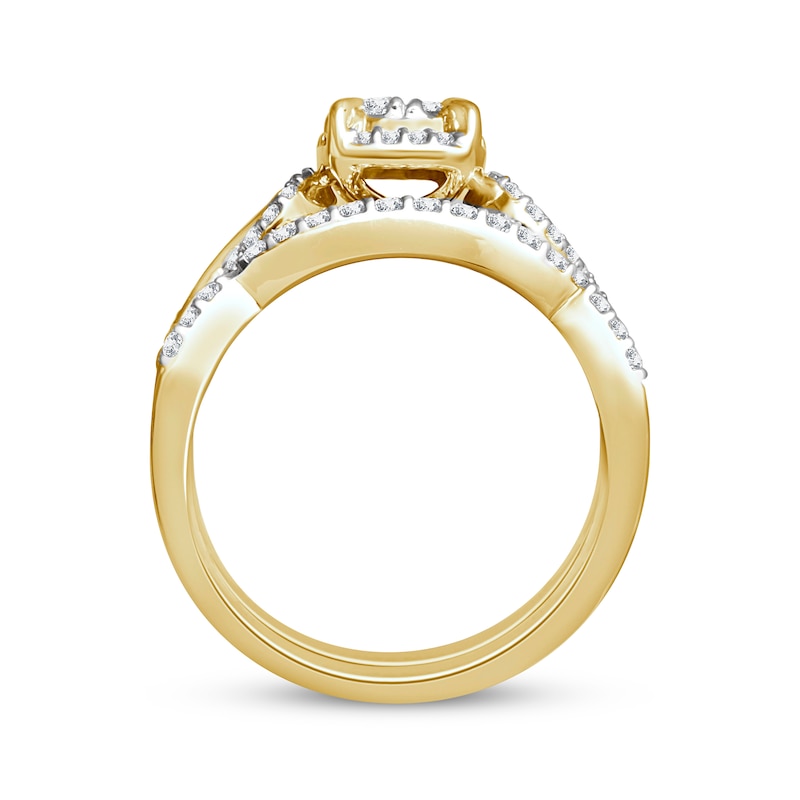 Main Image 3 of Now + Forever Round-Cut Multi-Diamond Bridal Set 1/2 ct tw 14K Yellow Gold