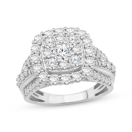 Now + Forever Multi-Diamond Center Cushion Frame Engagement Ring 2 ct tw 10K White Gold