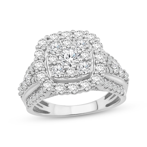 Now + Forever Multi-Diamond Center Cushion Frame Engagement Ring 2 ct tw 10K White Gold