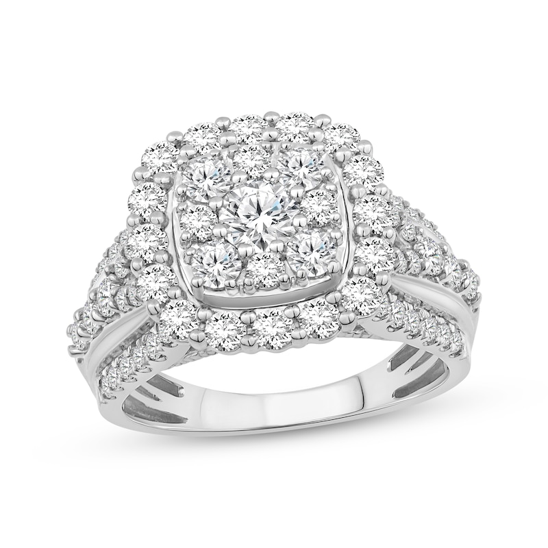 Main Image 1 of Now + Forever Multi-Diamond Center Cushion Frame Engagement Ring 2 ct tw 10K White Gold