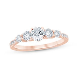 Now + Forever Round-Cut Diamond Five-Stone Engagement Ring 1 ct tw 14K Rose Gold