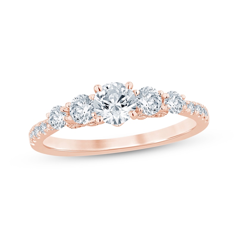 Main Image 1 of Now + Forever Round-Cut Diamond Five-Stone Engagement Ring 1 ct tw 14K Rose Gold