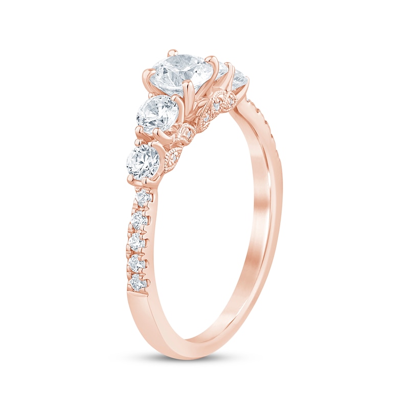 Main Image 2 of Now + Forever Round-Cut Diamond Five-Stone Engagement Ring 1 ct tw 14K Rose Gold