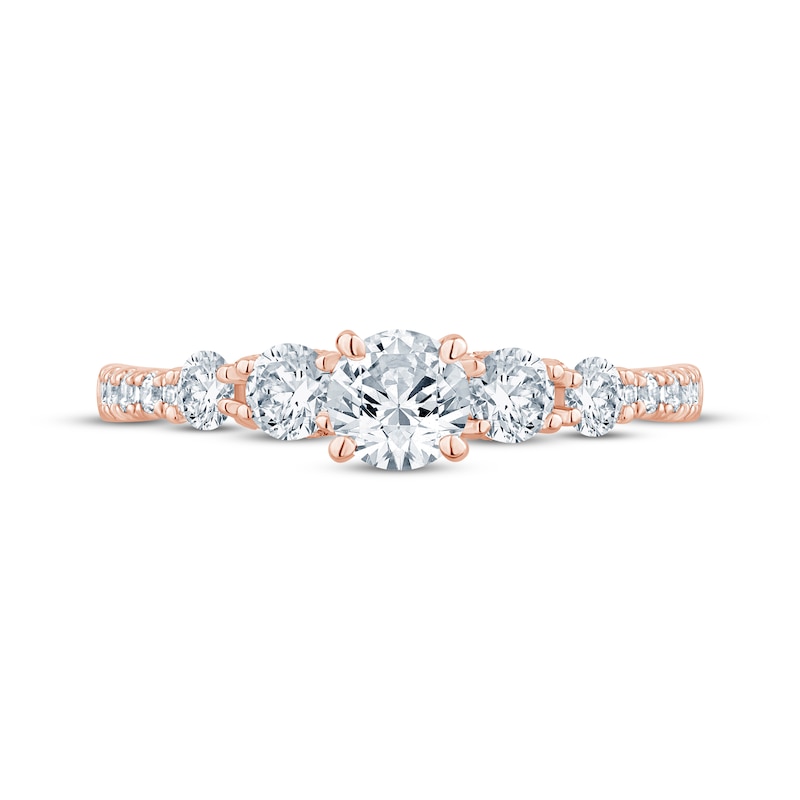 Main Image 3 of Now + Forever Round-Cut Diamond Five-Stone Engagement Ring 1 ct tw 14K Rose Gold