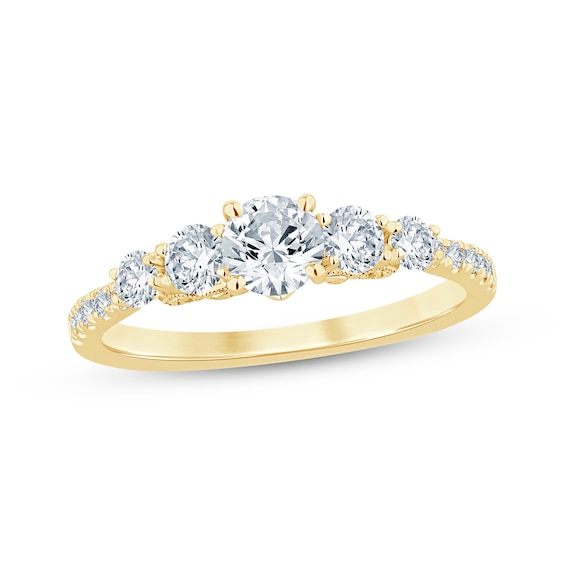 Round-Cut Diamond Five-Stone Engagement Ring 1 ct tw 14K Yellow Gold
