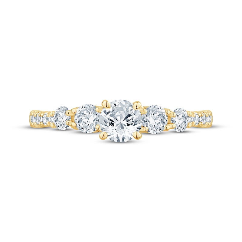 Main Image 3 of Now + Forever Round-Cut Diamond Five-Stone Engagement Ring 1 ct tw 14K Yellow Gold