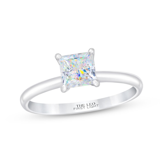 THE LEO First Light Diamond Princess-Cut Solitaire Engagement Ring 1/2 ct tw 14K White Gold (I/I1)