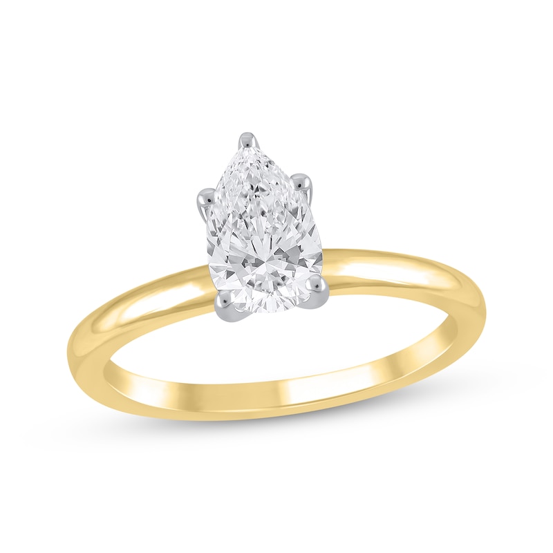 Main Image 1 of Now + Forever Lab-Grown Diamonds Pear-Shaped Solitaire Engagement Ring 1 ct tw 14K Yellow Gold (F/SI2)
