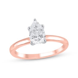 Now + Forever Lab-Grown Diamonds Pear-Shaped Solitaire Engagement Ring 1 ct tw 14K Rose Gold (F/SI2) (F/SI2)