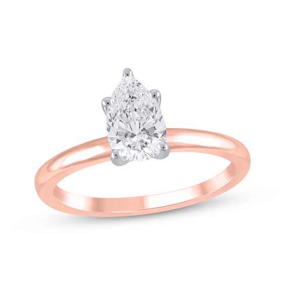 Now + Forever Lab-Grown Diamonds Pear-Shaped Solitaire Engagement Ring 1 ct tw 14K Rose Gold (F/SI2) (F/SI2)