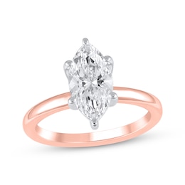 Now + Forever Lab-Grown Diamonds Marquise-Cut Solitaire Engagement Ring 2 ct tw 14K Rose Gold (F/SI2) (F/SI2)