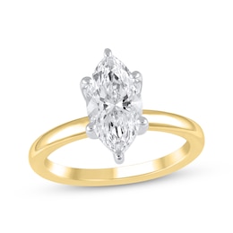 Now + Forever Lab-Grown Diamonds Marquise-Cut Solitaire Engagement Ring 2 ct tw 14K Yellow Gold (F/SI2) (F/SI2)