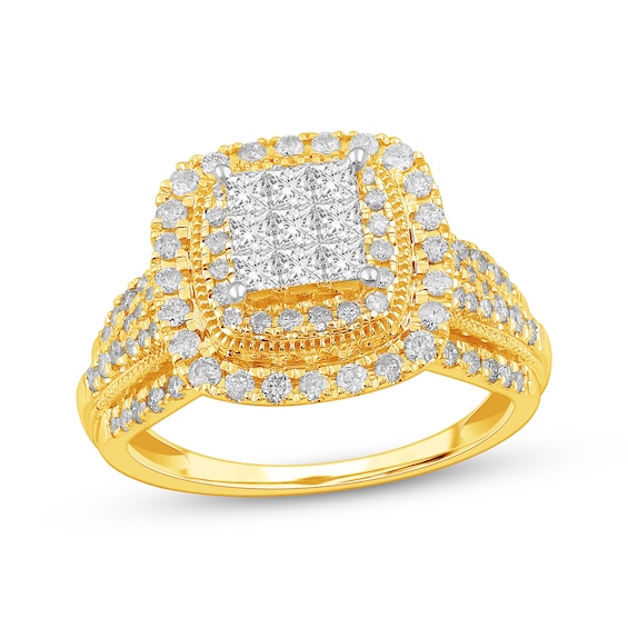 Now + Forever Princess-Cut Multi-Diamond Center Engagement Ring 1 ct tw 10K Yellow Gold