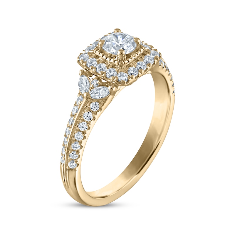 Main Image 2 of Now + Forever Diamond Cushion Frame Engagement Ring 7/8 ct tw 14K Yellow Gold