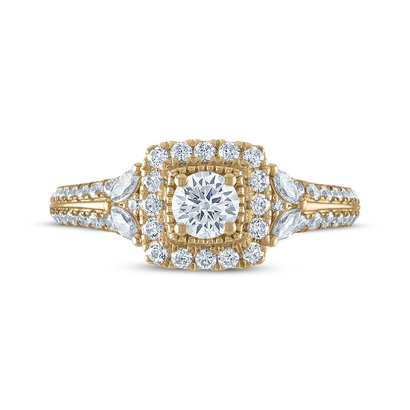 Main Image 3 of Now + Forever Diamond Cushion Frame Engagement Ring 7/8 ct tw 14K Yellow Gold