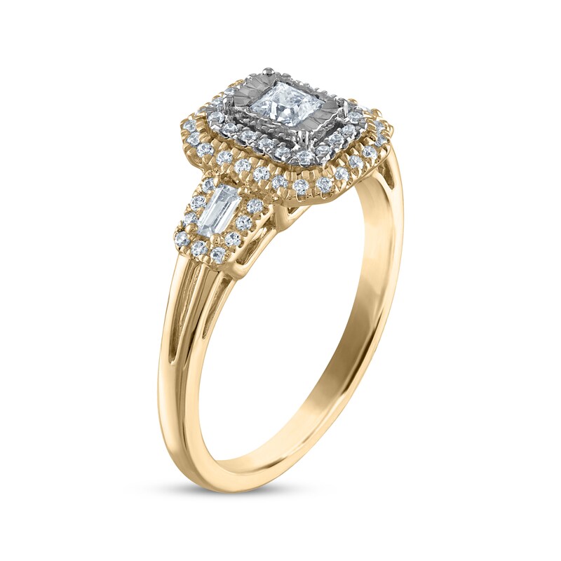 Main Image 2 of Now + Forever Princess-Cut Diamond Double Octagon Frame Engagement Ring 1/2 ct tw 14K Yellow Gold