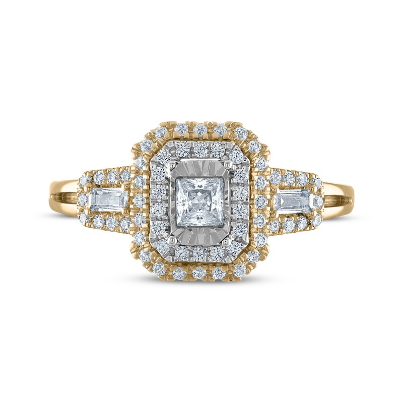 Main Image 3 of Now + Forever Princess-Cut Diamond Double Octagon Frame Engagement Ring 1/2 ct tw 14K Yellow Gold