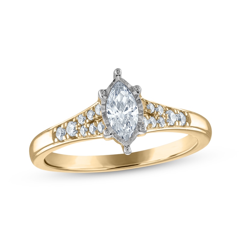 Marquise-Cut Diamond Engagement Ring 1/2 ct tw 14K Yellow Gold