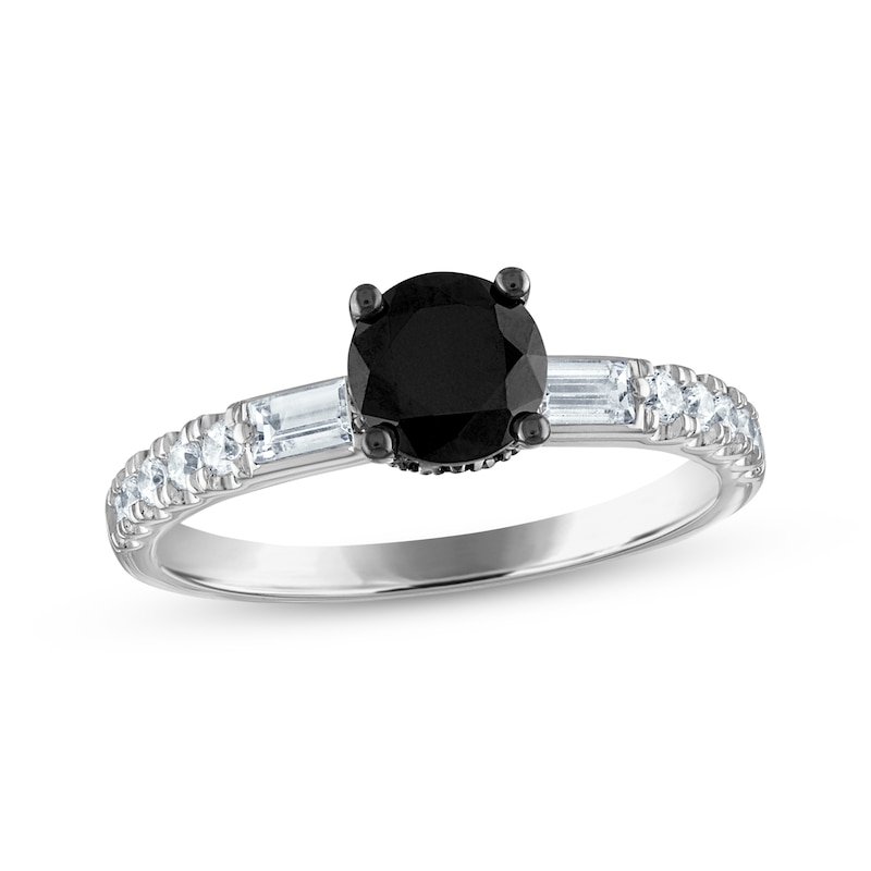 Main Image 1 of Now + Forever Round-Cut Black & White Diamond Engagement Ring 1-1/3 ct tw 14K White Gold