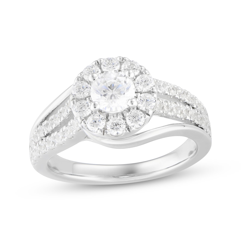 Main Image 1 of Now + Forever Round-Cut Diamond Halo Swirl Engagement Ring 1-1/4 ct tw 14K White Gold