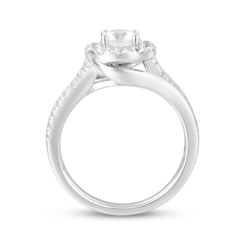 Main Image 3 of Now + Forever Round-Cut Diamond Halo Swirl Engagement Ring 1-1/4 ct tw 14K White Gold