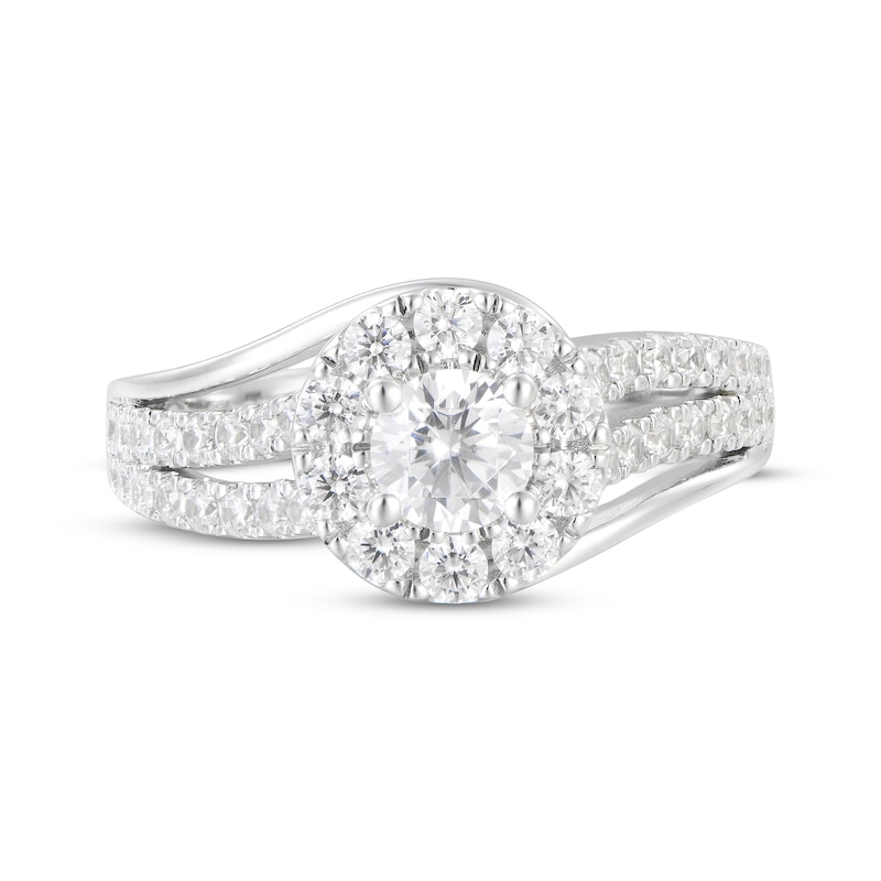 Main Image 4 of Now + Forever Round-Cut Diamond Halo Swirl Engagement Ring 1-1/4 ct tw 14K White Gold