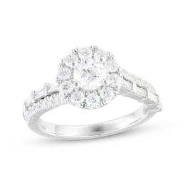 Now + Forever Round-Cut Diamond Halo Engagement Ring 1-1/4 ct tw 14K White Gold