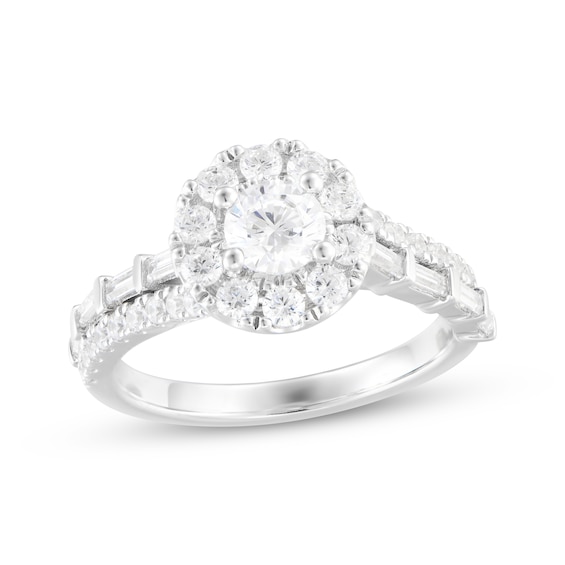 Now + Forever Round-Cut Diamond Halo Engagement Ring 1-1/4 ct tw 14K White Gold