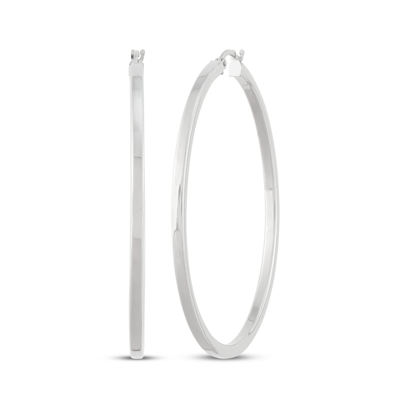 Main Image 1 of Square Tube Hoop Earrings Sterling Silver 54mm