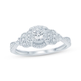 Now + Forever Round-Cut Diamond Vintage-Inspired Engagement Ring 1/2 ct tw 10K White Gold