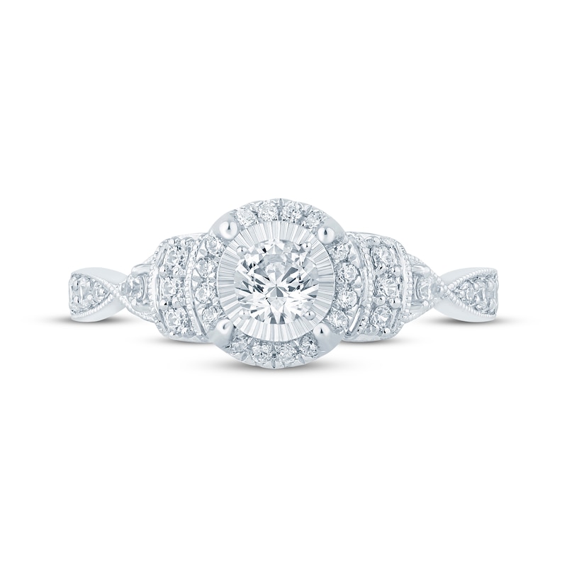 Main Image 3 of Now + Forever Round-Cut Diamond Vintage-Inspired Engagement Ring 1/2 ct tw 10K White Gold