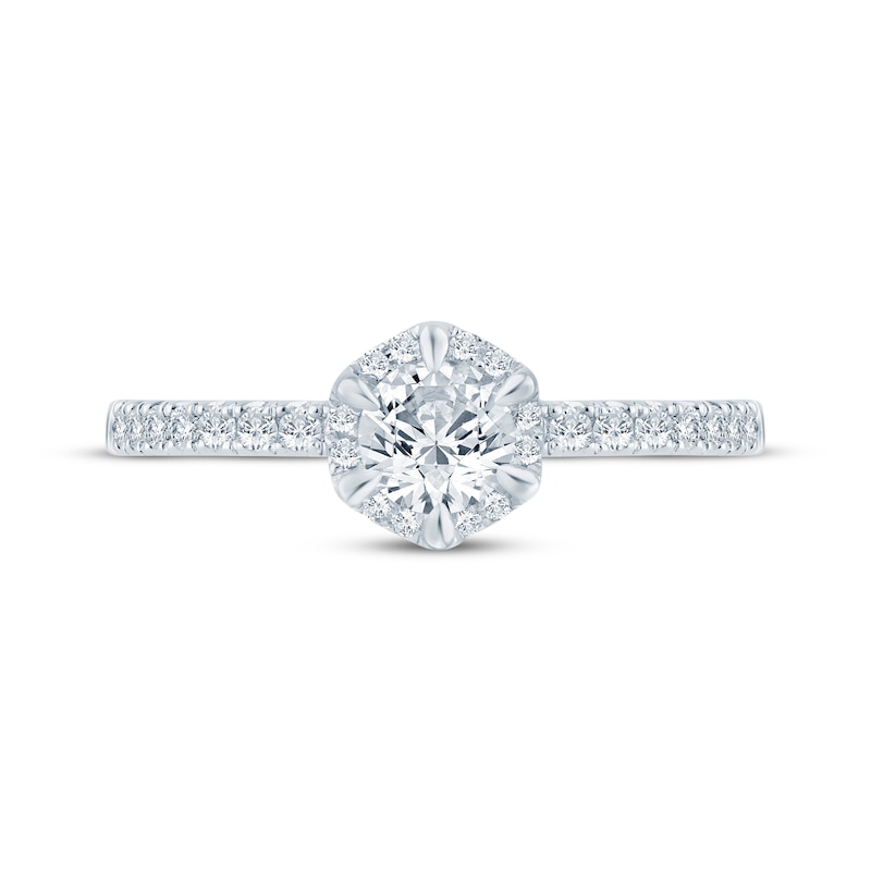 Main Image 3 of Now + Forever Round-Cut Diamond Halo Engagement Ring 1/2 ct tw 14K White Gold