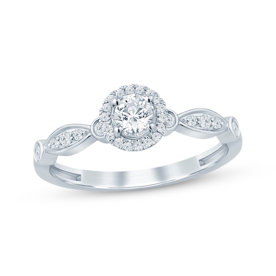 Now + Forever Round-Cut Diamond Halo Engagement Ring 1/3 ct tw 10K White Gold