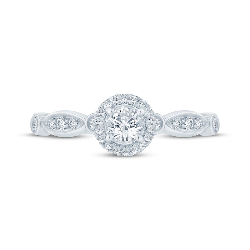 Main Image 3 of Now + Forever Round-Cut Diamond Halo Engagement Ring 1/3 ct tw 10K White Gold