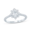 Thumbnail Image 1 of Now + Forever Oval-Cut Diamond Starburst Halo Engagement Ring 1-1/8 ct tw 14K White Gold