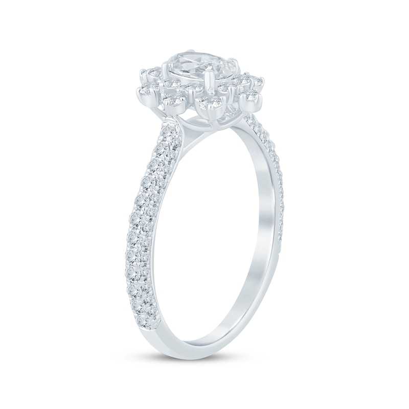 Main Image 2 of Now + Forever Oval-Cut Diamond Starburst Halo Engagement Ring 1-1/8 ct tw 14K White Gold
