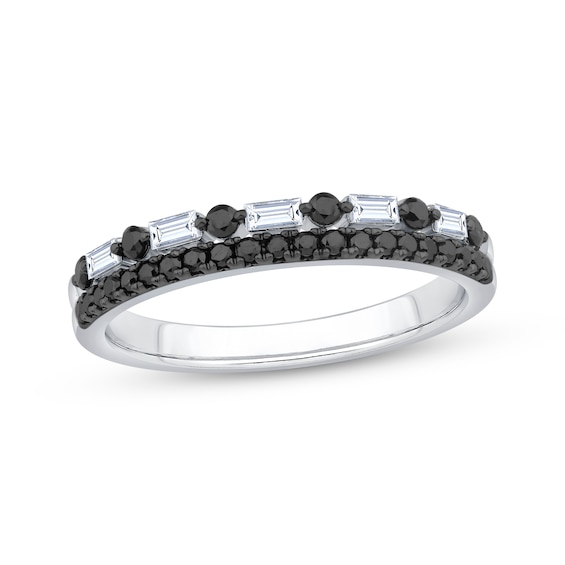 Now + Forever Black & White Diamond Two-Row Anniversary Ring 3/8 ct tw 14K White Gold