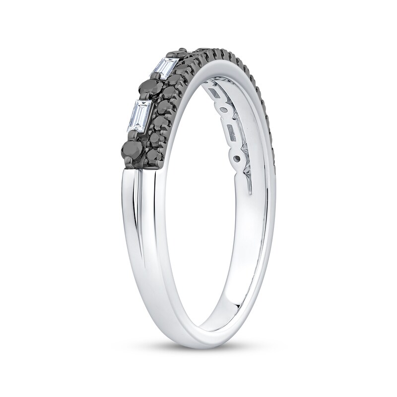 Main Image 2 of Now + Forever Black & White Diamond Two-Row Anniversary Ring 3/8 ct tw 14K White Gold