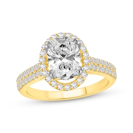 Now + Forever Lab-Grown Diamonds Oval-Cut Halo Engagement Ring 2-1/2 ct tw 14K Yellow Gold