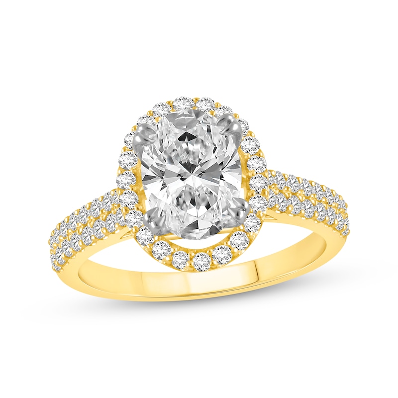Main Image 1 of Now + Forever Lab-Grown Diamonds Oval-Cut Halo Engagement Ring 2-1/2 ct tw 14K Yellow Gold