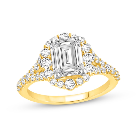 Now + Forever Lab-Grown Diamonds Emerald-Cut Engagement Ring 2-3/4 ct tw 14K Yellow Gold