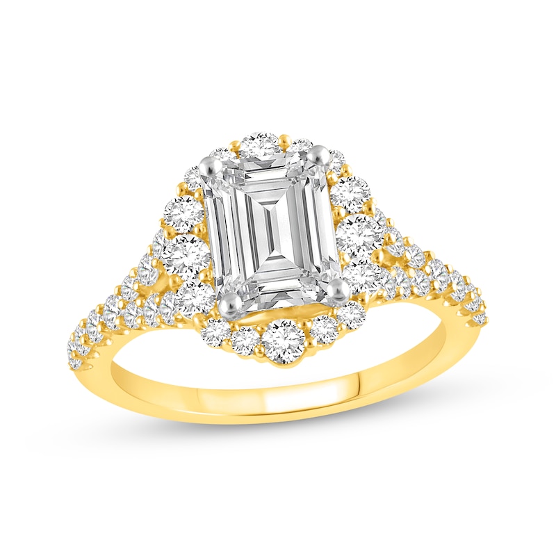 Main Image 1 of Now + Forever Lab-Grown Diamonds Emerald-Cut Engagement Ring 2-3/4 ct tw 14K Yellow Gold