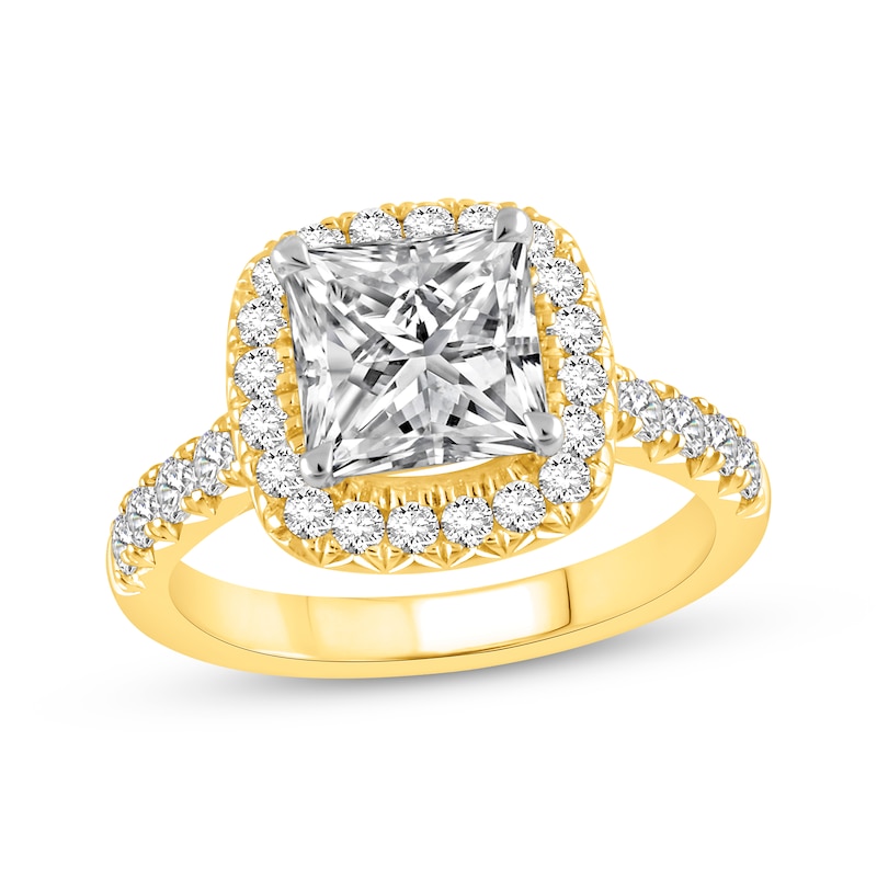 Lab-Created Diamonds by KAY Princess-Cut Cushion Frame Engagement Ring ...