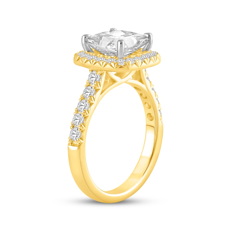 Main Image 2 of Now + Forever Lab-Grown Diamonds Princess-Cut Cushion Frame Engagement Ring 2-3/4 ct tw 14K Yellow Gold