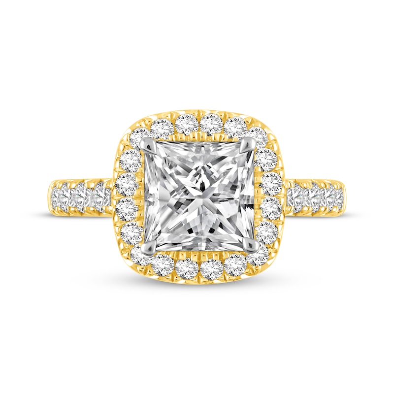 Main Image 3 of Now + Forever Lab-Grown Diamonds Princess-Cut Cushion Frame Engagement Ring 2-3/4 ct tw 14K Yellow Gold