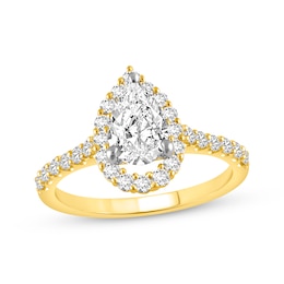 Now + Forever Lab-Grown Diamonds Pear-Shaped Engagement Ring 1-1/2 ct tw 14K Yellow Gold