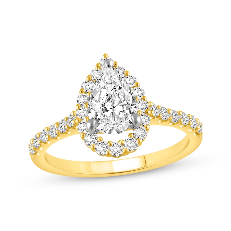 Main Image 1 of Now + Forever Lab-Grown Diamonds Pear-Shaped Engagement Ring 1-1/2 ct tw 14K Yellow Gold