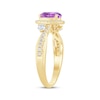 Thumbnail Image 2 of Memories Moments Magic Oval-Cut Amethyst & Diamond Halo Engagement Ring 3/8 ct tw 14K Yellow Gold